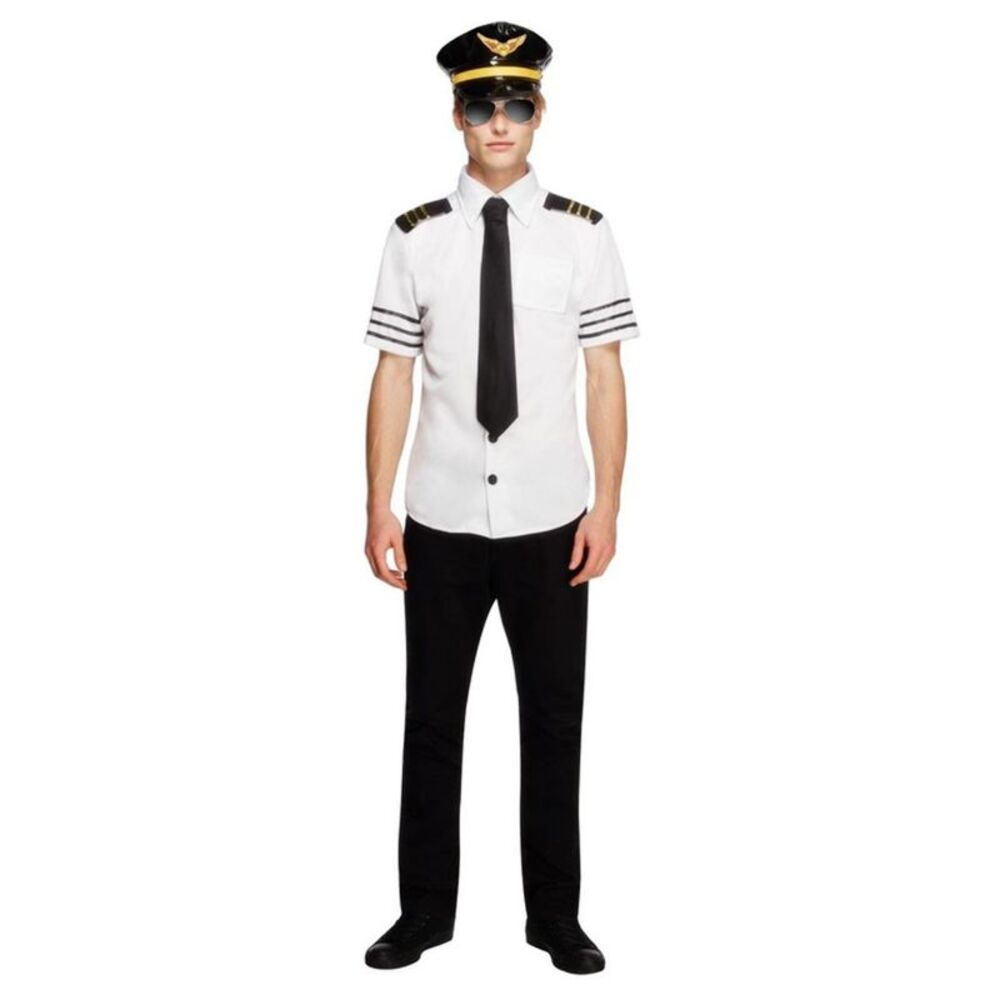 Fever Mens Mile High Pilot Costume / White/Black